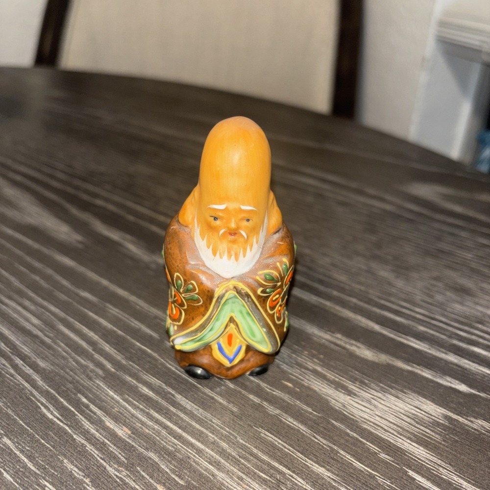 Antiqueโ Japanese, Kutani Man Cone Head Porcelain Figure Stamped Mark